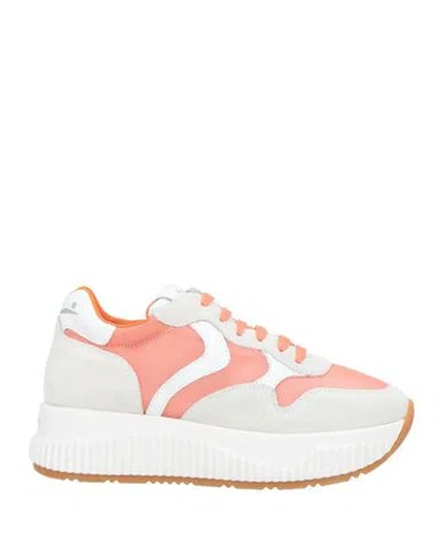 Voile Blanche Woman Sneakers Coral Size 5 Leather, Textile Fibers In White