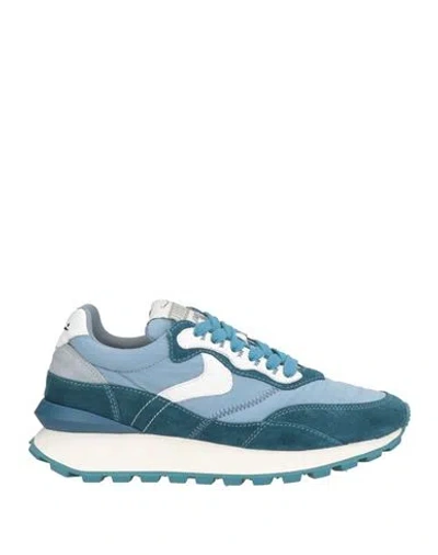 Voile Blanche Woman Sneakers Deep Teal Size 8 Leather, Textile Fibers In Blue