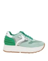 Voile Blanche Woman Sneakers Green Size 7 Leather, Textile Fibers