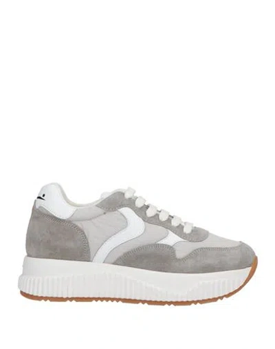 Voile Blanche Woman Sneakers Grey Size 7 Leather, Textile Fibers In Gray