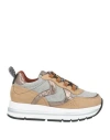 VOILE BLANCHE VOILE BLANCHE WOMAN SNEAKERS GREY SIZE 7 LEATHER, TEXTILE FIBERS