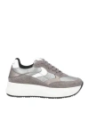 Voile Blanche Woman Sneakers Grey Size 8 Leather, Textile Fibers In Gray
