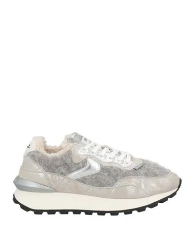 Voile Blanche Woman Sneakers Grey Size 9 Leather, Textile Fibers In Gray