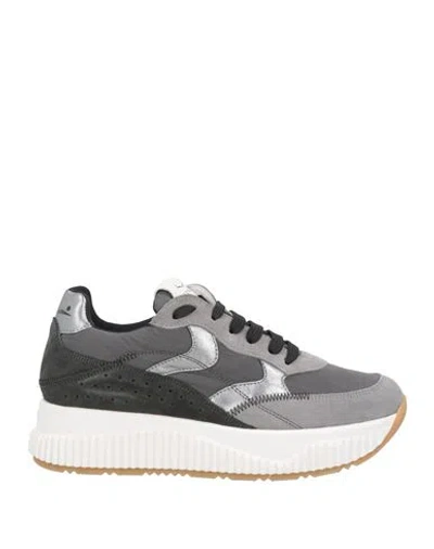 Voile Blanche Woman Sneakers Grey Size 9 Leather, Textile Fibers In Gray