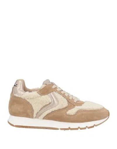 Voile Blanche Woman Sneakers Ivory Size 8 Leather, Textile Fibers In Brown