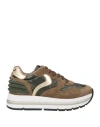 Voile Blanche Woman Sneakers Khaki Size 6 Leather, Nylon In Beige