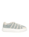 Voile Blanche Woman Sneakers Light Blue Size 7 Natural Raffia, Leather In Multi