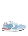Voile Blanche Woman Sneakers Light Blue Size 8 Leather, Textile Fibers