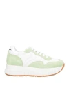 Voile Blanche Woman Sneakers Light Green Size 7 Leather, Nylon