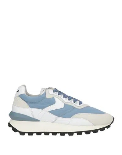 Voile Blanche Woman Sneakers Light Grey Size 7 Soft Leather, Textile Fibers In Blue