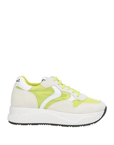 Voile Blanche Woman Sneakers Lime Green Size 7 Leather, Textile Fibers