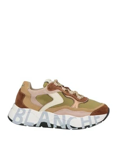 Voile Blanche Woman Sneakers Military Green Size 8 Leather, Textile Fibers