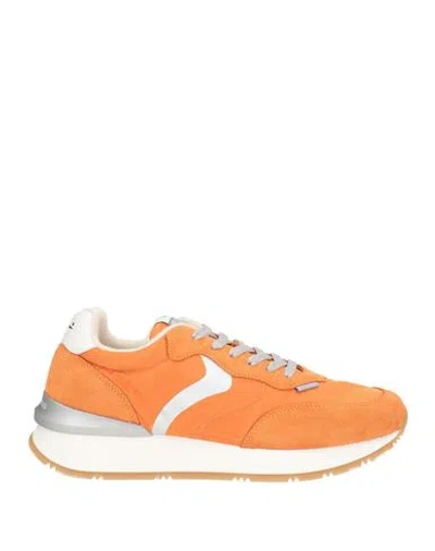 Voile Blanche Woman Sneakers Orange Size 9 Leather, Textile Fibers
