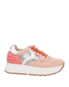 Voile Blanche Woman Sneakers Pink Size 7 Leather, Textile Fibers
