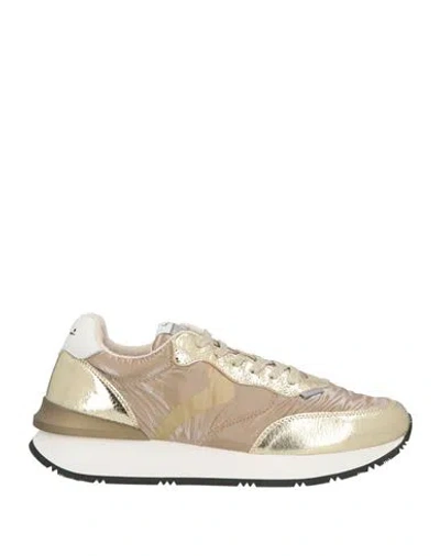 Voile Blanche Woman Sneakers Platinum Size 11 Textile Fibers, Leather In Multi