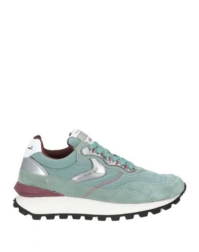 Voile Blanche Woman Sneakers Sage Green Size 5 Leather, Textile Fibers