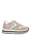 Voile Blanche Woman Sneakers Sand Size 6 Leather, Textile Fibers In Multi