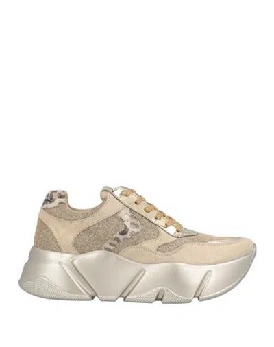 Voile Blanche Woman Sneakers Sand Size 6 Soft Leather, Textile Fibers