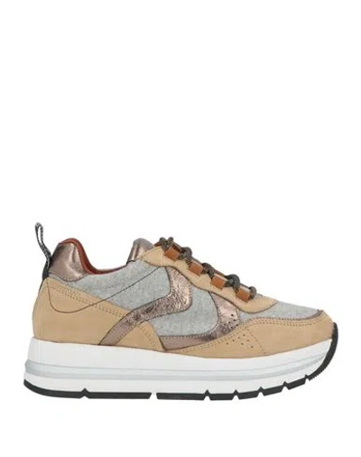 Voile Blanche Woman Sneakers Sand Size 8 Leather, Textile Fibers In Multi