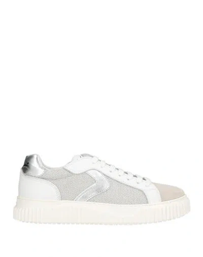 Voile Blanche Woman Sneakers Silver Size 11 Leather, Textile Fibers In White