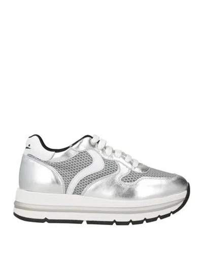 Voile Blanche Woman Sneakers Silver Size 7 Leather, Textile Fibers