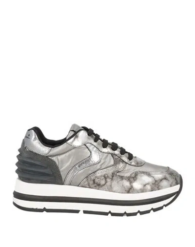 Voile Blanche Woman Sneakers Silver Size 7 Goat Skin, Textile Fibers