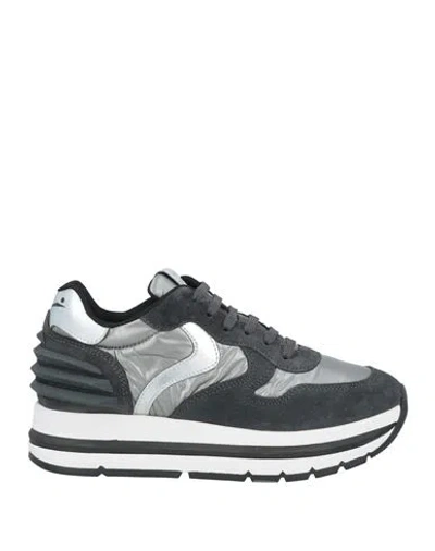 Voile Blanche Woman Sneakers Charcoal Size 6 Leather, Nylon In Grey