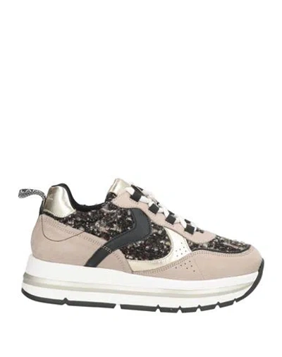 Voile Blanche Woman Sneakers Taupe Size 7 Leather, Textile Fibers In Gray