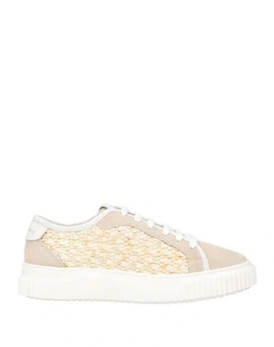Voile Blanche Woman Sneakers Taupe Size 8 Leather, Textile Fibers In Neutral