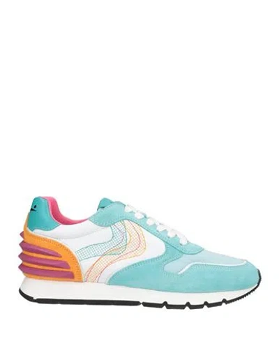 Voile Blanche Woman Sneakers Turquoise Size 7 Leather, Textile Fibers In Blue