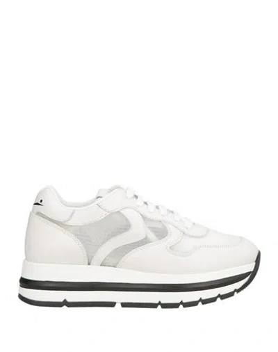 Voile Blanche Woman Sneakers White Size 7 Calfskin, Textile Fibers