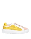 Voile Blanche Woman Sneakers Yellow Size 7 Leather, Textile Fibers