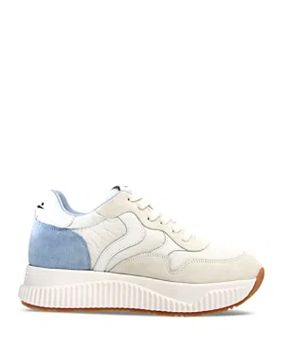 Voile Blanche Women's Lana Lace Up Low Top Running Sneakers In White/sky Blue