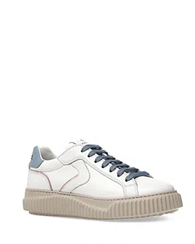 Voile Blanche Women's Lipari Lace Up Low Top Sneakers In White Pale Blue