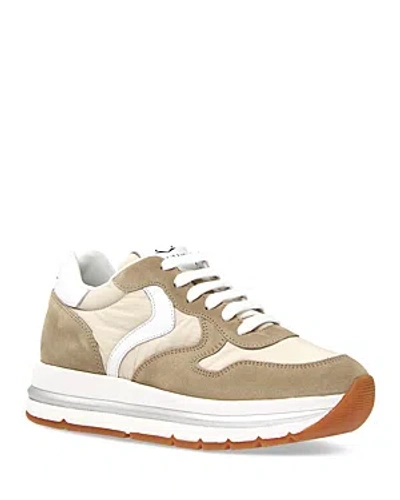 Voile Blanche Women's Maran Lace Up Low Top Trainers In Beige