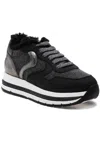 Voile Blanche Women's Maran Shearling Low Top Sneakers In Nero-grigio In Multi