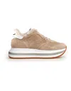 Voile Blanche Melany Genuine Shearling Lined Sneaker In Beige