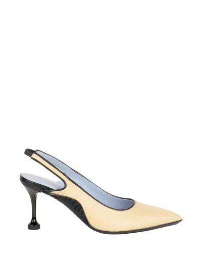 Voile Blanche Woven Slingback Pumps In Neutral