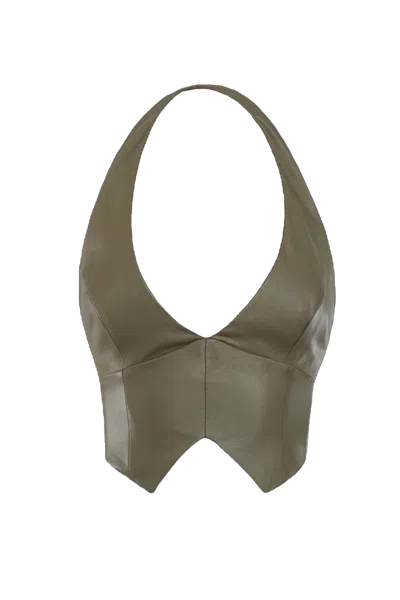Vol Lambskin  Corset In Green