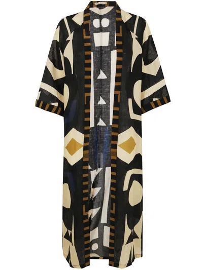 Volantis Cardy Linen Kaftan Jacket Clothing In Beige