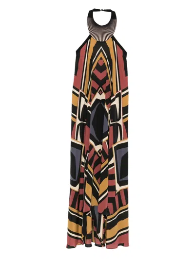 Volantis Geometric-print Halterneck Maxi Dress In Multi