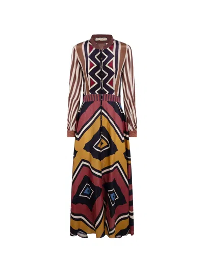 Volantis Leopard Geometric-print Silk Jumpsuit In Multi