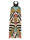 Volantis Saba Halterneck Midi Dress In Multi