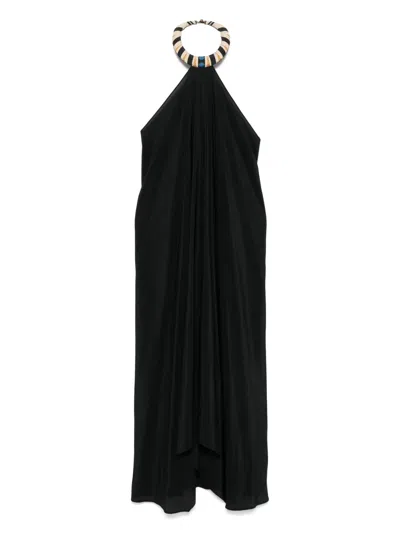 Volantis Pleated Midi Dress In Black