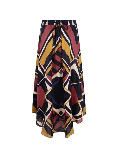 Volantis Safi Geometric-print Silk Maxi Skirt In Multi
