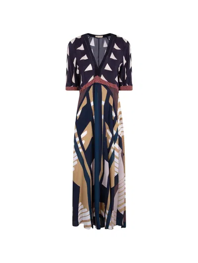 Volantis The One Geometric-print V-neck Dress In Multi