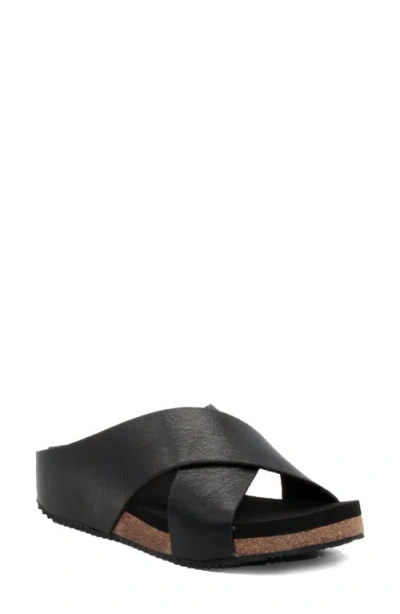 Volatile Ablette Wedge Slide Sandal In Black Leather