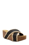 Volatile Antigua Platform Wedge Slide Sandal In Black Raffia