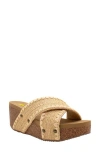 Volatile Antigua Platform Wedge Slide Sandal In Natural Raffia