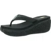 Volatile Island Womens Thong Slides Wedge Sandals In Black Raffia Fabric